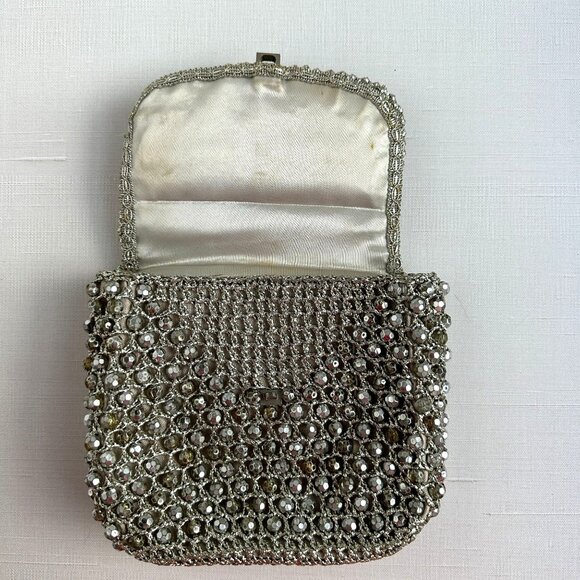 Barbara Lee Metallic Thread Beaded Purse Made in Italy - Picture 6 of 16